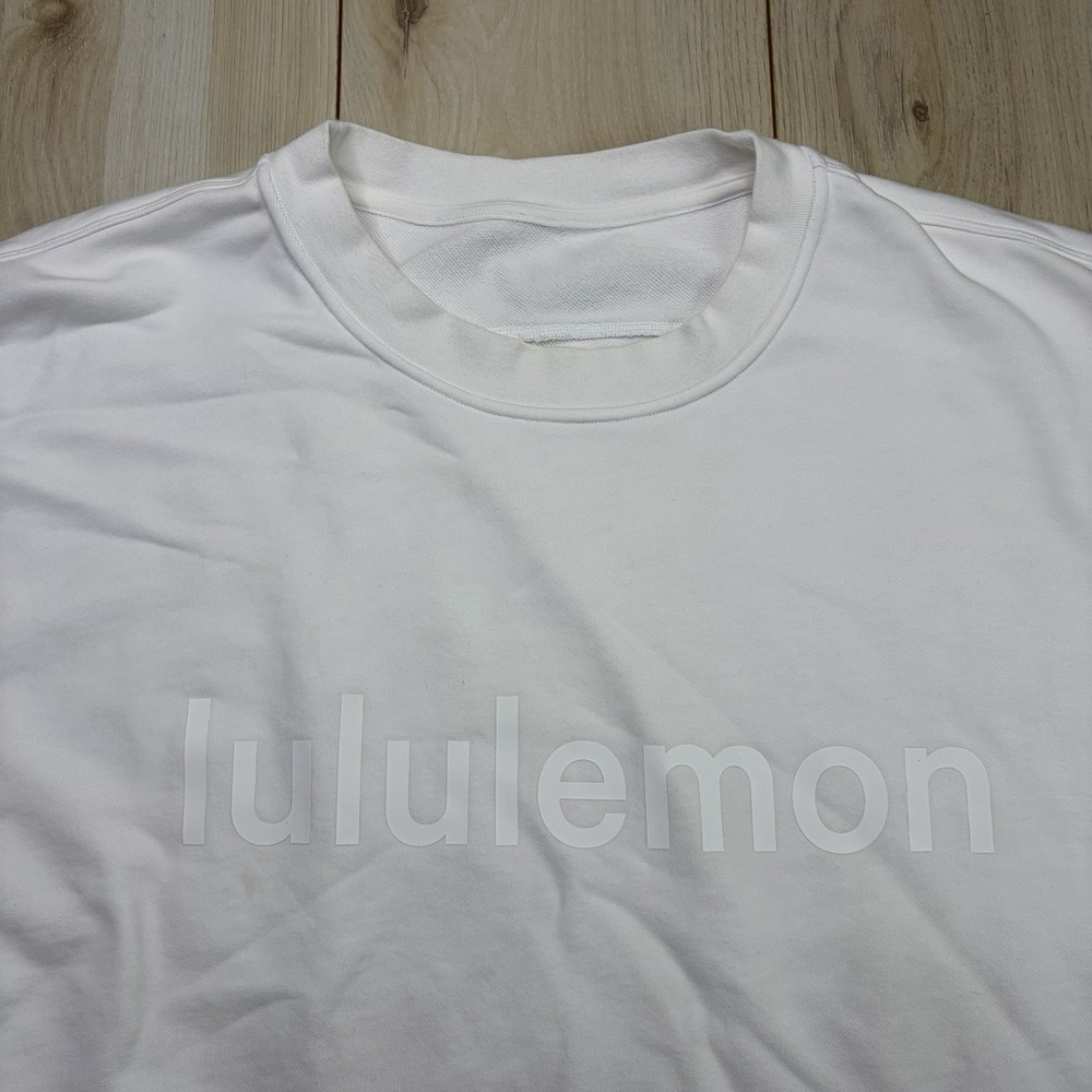 Lululemon Perfectly Oversized Sweatshirt Womens 10 White Crewneck SpellOut Crew - Picture 2 of 6